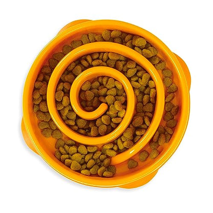 Outward Hound Fun Feeder Dog Bowls, Slow Feeders for Dogs, Medium/Mini, Turquoise and Orange