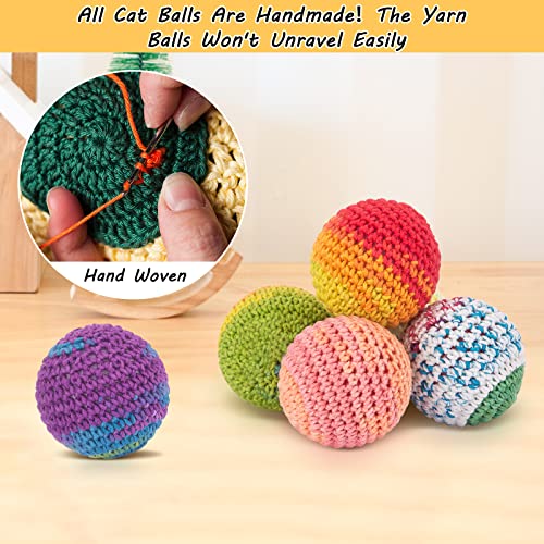 Retro Shaw Cat Toys Balls, Yarn Cat Ball with Bell Inside, Kitten Toys for Indoor Cats Kitty, Interactive Cat Nip Chew Toys for All Pet Breed 6 Pack - size: 1.7 Inches