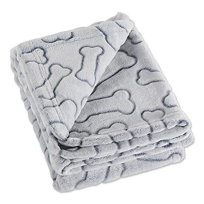 Bone Dry Embossed Bone Print Pet Blanket, 36x48", Gray - color: Gray