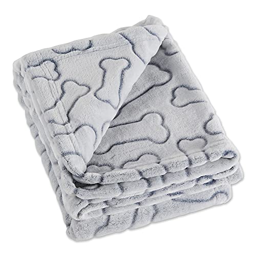 Bone Dry Embossed Bone Print Pet Blanket, 36x48", Gray - color: Gray
