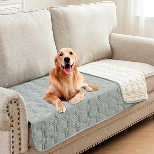 ZNSAYOTX Ultimate Cozy Blankets (30"x53") 100% Waterproof Sofa Mat Blanket for Dog Pets, Bed Couch Protector with Non-Slip Back Washable Durable, Pee Scratch Proof Easy to Clean (Light Grey) - color: Light Grey, size: 30x53 Inch
