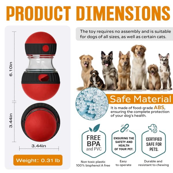 Interactive Dog Treat Ball – Adjustable Treat Dispensing Puzzle Toy, Slow Feeder & Mental Stimulation Toy for Small, Medium & Large Dogs