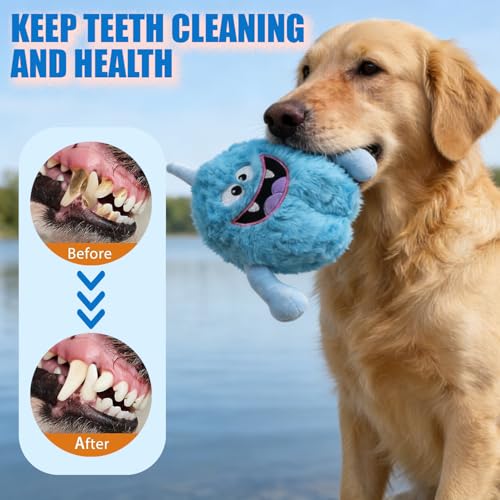 Plush Squeaky Dog Toy, Crinkle Stuffed Dog Toy Keep Them Busy Tug of War Birthday Dog Chew Toy for Small Medium Large Dogs (Light Blue) - color: Light Blue