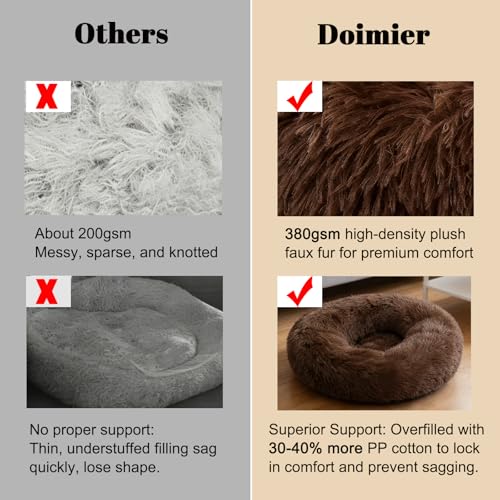 Calming Donut Dog Beds for Small Dogs Cats - Washable Removable Cover Non-Slip Bottom, Round Pet Bed Puppy Bed Warming Fluffy Faux Fur Anti-Anxiety, Fits up to 25 lbs (Coffee, 23") - color: Coffee, size: 23"L x 23"W x 8"Th