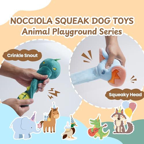 Nocciola Dog Squeak Toys 5pcs, Dog Toys to Keep Them Busy for Aggressive Chewers, Hide and Seek Crinkle Dog Toy for Large Dogs, Long Face Wild Animals Playground Series - style: 5Pcs