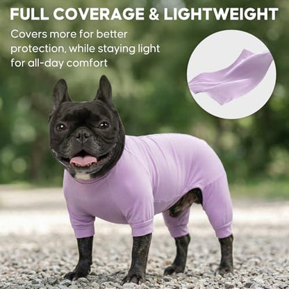 KYEESE UV Protection Dog Shirt, UPF 50+ Cooling Summer Jumpsuit for Small Dogs, Breathable Reflective Shedding Control Dog Sun Shirts, Quick-Dry Dogs Onesie Pet Clothes, Purple, M - color: Purple, size: Medium (11-15lbs)