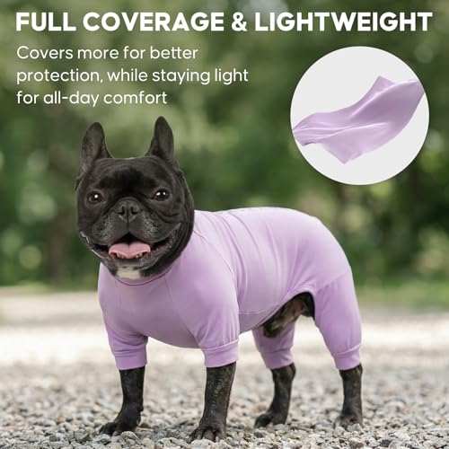 KYEESE UV Protection Dog Shirt, UPF 50+ Cooling Summer Jumpsuit for Small Dogs, Breathable Reflective Shedding Control Dog Sun Shirts, Quick-Dry Dogs Onesie Puppy Clothes, Purple, S - color: Purple, size: Small (6-10lbs)