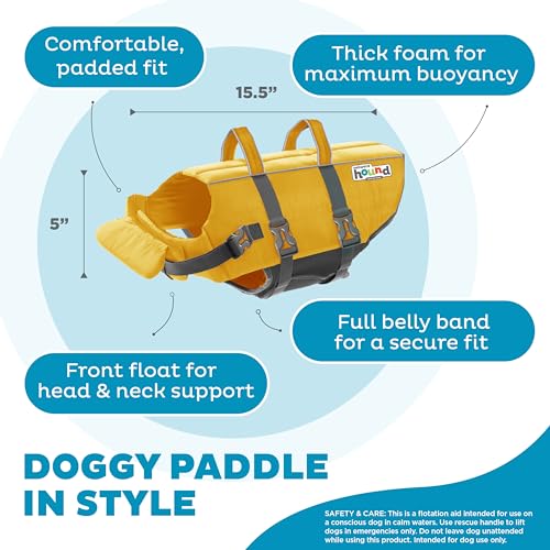 Outward Hound Granby Splash Yellow Dog Life Jacket, Medium - color: Yellow, size: Medium (Chest Girth: 21"-27")
