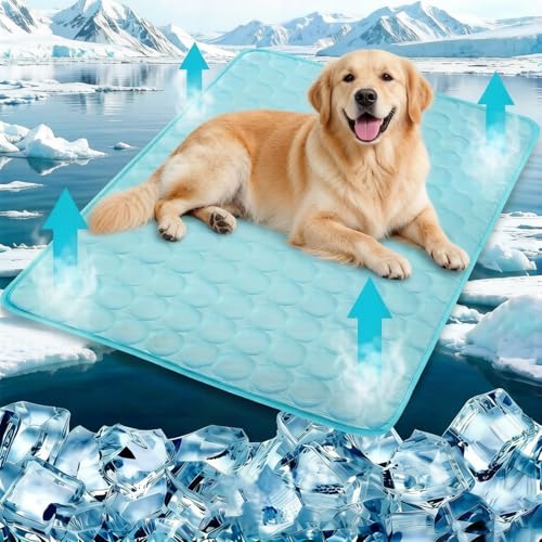 Dog Cooling Mat 39"x59" Q-Max>0.4, Absorbent & Pressure-Activated Self-Cooling, Non-Slip Scratch Resistant, Washable Cooling Mat for Dogs, Cooling Pad for Dog Bed Mats for Car Crate Patio Outdoor - size: 59 x 39 inches