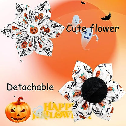 Dog Collar, Halloween Dog Collar with Flower Pumpkin Pet Collar Puppy Collars Cute Pet Flower Adjustable Collar for Small Dogs - color: Pumpkin, size: Small (Pack of 1)