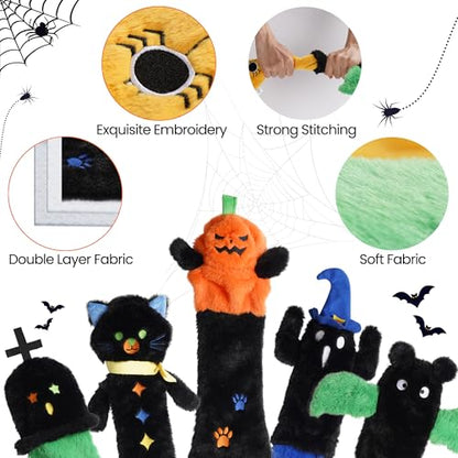 Nocciola 5 PCS Halloween Dog Squeaky Toys, No Stuffing Plush Dog Toys with Crinkle Paper, Perfect Present for Puppy, Small, Medium and Large Dogs - style: 5 Pcs Halloween Dog Squeaky Toys