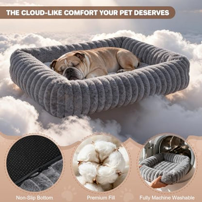 Dog Bed for Small Medium Size Dog, Washable Self Warming Dog Cat Beds for Indoor Cats Fluffy Rabbit Fur Pet Bed for Puppy and Kitten, Orthopedic Dog Cat Beds with Removable Cover & Anti-Slip Bottom - size: 28*22* 8 inches