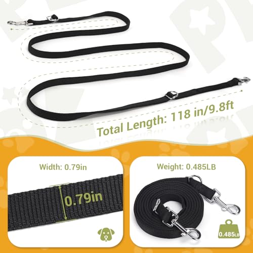 Hands Free Dog Leash, Heavy Duty Waist Leash for Dog Walking Running, Adjustable Multi-Function 9.8FT Long Dog Lead No Pull for Dogs, Professional Tangle Free Dog Training Lead - color: Adjustable-Black