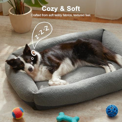 Washable Dog Bed Medium Size Dogs, Rectangle Comfy Fluffy Small Dog Bed, Removable Zipper Cover Machine Wash, Orthopedic Bed Durable Pet Cuddler with Anti-Slip Bottom, 25x21x7 in, Dark Grey - color: Dark Grey, size: M(25''x21''x7'')