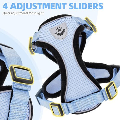 PUPTECK Cat Harness and Leash Set Escape Proof Reflective Cat Walking Harness Adjustable Soft Breathable Mesh Vest for Small Pets, Sky Blue, XS - color: Sky Blue, size: XS (NECK 8.5", CHEST 11"-14")