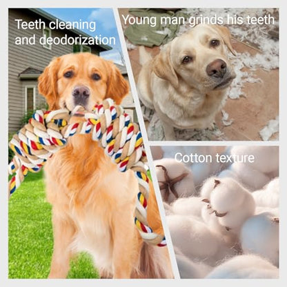 Heavy Duty Dog Rope Toys for Aggressive Chewers, Tough Tug of War Dog Toys for Large, Medium & Small Dogs