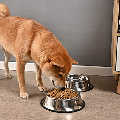 2Packs Stainless Steel Dog Bowl with Anti-Skid Rubber Base for Small/Medium/Large Pet, Perfect Dish, Pets Feeder Bowl and Water Bowl Perfect Choice for Dog Puppy Cat and Kitten (16oz) - size: 16oz
