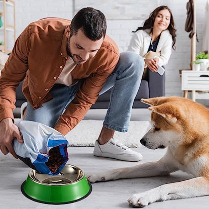 Roshtia 6 Pcs 30 oz Stainless Steel Dog Bowl, Dog Food Water Bowl with Anti Skid Silicone Base Stackable Dishwasher Safe Pet Puppy Dishes for Medium Large Dogs Cat Multipet Families - size: 30 oz