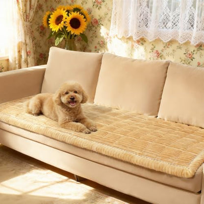 Backseat Pet Bed Mat Fuzzy Dog Seat Cover for Car Back Seat, Soft & Cozy Dogs Blanket, Washable Travel Pet Mat Seat Cover Protector Fit for Backseat Extenders of Cars, SUV, Truck(Brown, 27"x59") - color: Brown