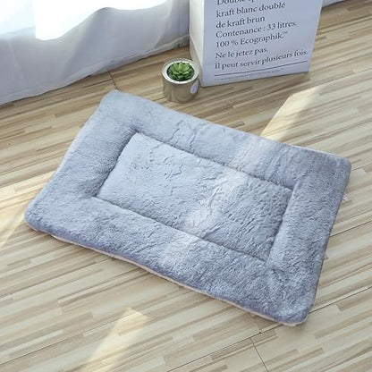 Reversible Coral Fleece Pet Blanket, 12 Designs 6 Sizes for Dogs/Cats/Rabbits, Scratch-Resistant Machine-Washable, Sofa Protector & Warm Pad, Fits 0-60 Lbs Pets (13.8''x11.4'', Light Gray) - size: 13.8''x11.4''