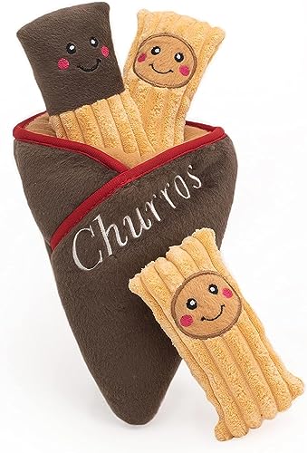 ZippyPaws Burrow- Interactive Dog & Puppy Toys for Boredom, Stimulating Pet Products to Keep Them Busy, Hide & Seek Plush Dog Puzzle, Enrichment Squeaky Toy, for Small & Medium Dogs- Churro Cone - style: Churro Cone