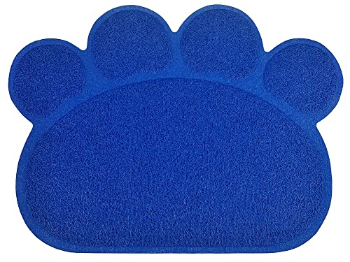 DM Paw-Shaped Large Cat Litter Box Mat, 23.5x17.5 Inches - color: Blue