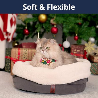 Self Warming Cat Bed, 17.7" x 13.7" Anti-Slip Soft Round Thermal Pet Cushion Bed for Kittens, Cats, Puppies and Small Dogs, Gray - color: Grey