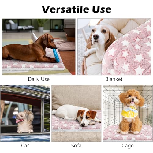 4 Pcs Washable Dog Crate Mat Kennel Pad Replaceable Reversible Pet Bed Pad for Crate Pet, Sleeping Mat for Small, Medium, Large Dog Machine Washable(16.14 x 24 x 1.6 Inch, Pink)