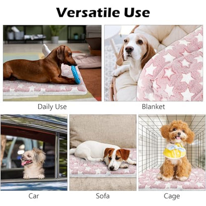 4 Pcs Washable Dog Crate Mat Kennel Pad Replaceable Reversible Pet Bed Pad for Crate Pet, Sleeping Mat for Small, Medium, Large Dog Machine Washable(16.14 x 24 x 1.6 Inch, Pink)