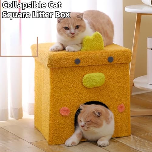 Cat Houses for Indoor Cats,Cat Cave Beds Pet Hideaway,2 Story Cube Condos Cat Sleeping Space,Collapsible Covered Burrowing Cozy Kitten Nest,Sturdy Structure Cat Play Tower (Green) - color: Green