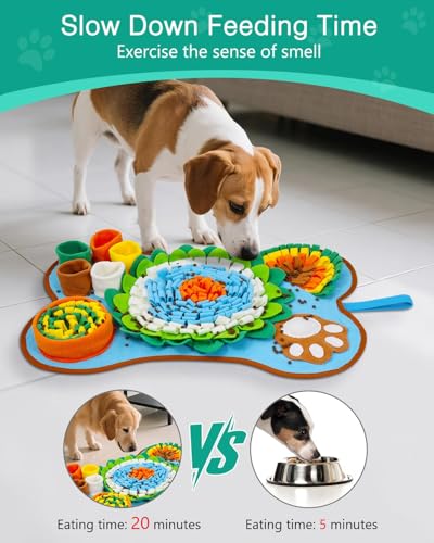 ORIA Snuffle Mat for Dogs, 25''x17'' Interactive Slow Feeder Mat with Mental Stimulation for Boredom, Anxiety Relief, Dog Puzzle Toy & Treats Hunting Game for Small Medium Dogs Puppies - size: 25x17 inch