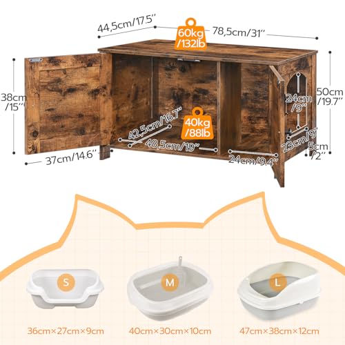 HOOBRO Litter Box Enclosure, Cat Litter Box Furniture with Removable Divider, Large Hidden Litter Box Furniture, Wooden Cat House, End Side Table, 31" L x 17.5" W x 19.7" H Rustic Brown BF03MW01G2 - color: Rustic Brown