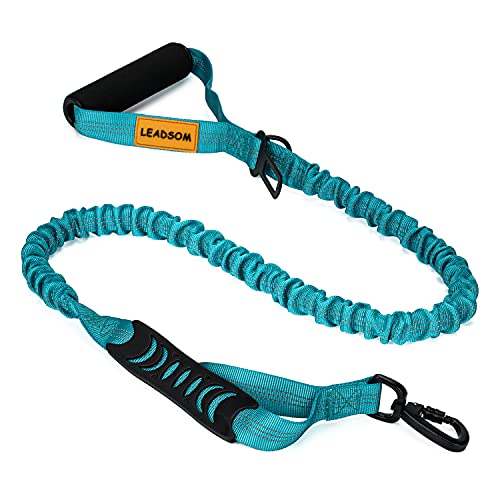 6FT Highly Reflective Heavy Duty Elastic Bungee Medium and Large Dog Leash Shock Absorbing with Comfortable Padded Handle and Traffic Handle Suitable for Training - color: Teal