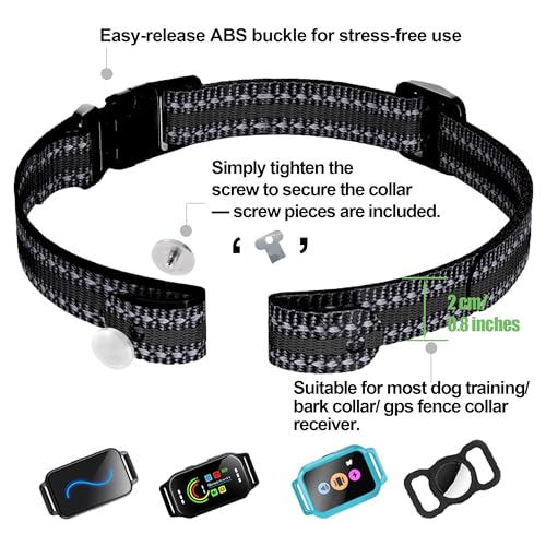 Aikko Collar Replacement Strap for Dogs, Durable Reflective Nylon Replace Belt for Most E Collar Systems, Adjustable Fence Collar Band Fit Large Medium Small Dog, Black - color: Black