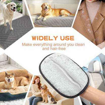 Pet Hair Removal Glove for Cats & Dogs 1PC and Cat & Dog Grooming Gloves for Shedding Brushes 1 Pair, Pet Hair Remover Tool for Clothing, Couch, Carpet, Car Seat, Deshedding Brush & Massage - color: Black Grey Gloves