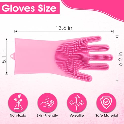 Pet Grooming Gloves, High-Density Silicone Gloves with Enhanced Five Finger Design for Bathing and Massaging Dogs and Cats (Pink) - color: Pink