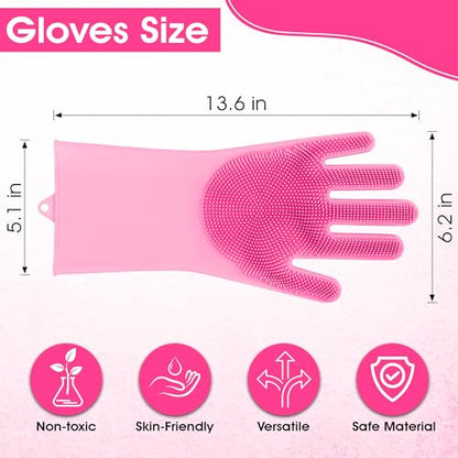 Pet Grooming Gloves, High-Density Silicone Gloves with Enhanced Five Finger Design for Bathing and Massaging Dogs and Cats (Pink) - color: Pink