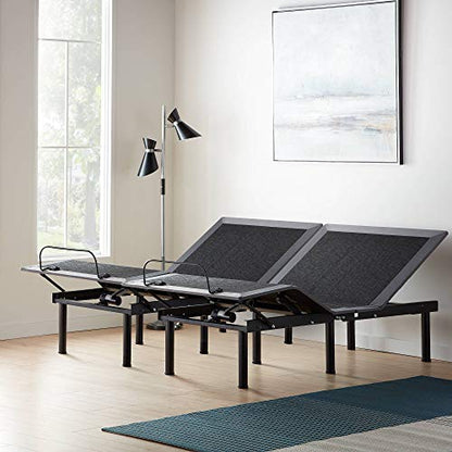Lucid L150 Adjustable Base – Bed Frame with Head and Foot Incline – Wireless Remote Control – Premium Quiet Motor, Twin XL size, Charcoal - size: Twin XL, style: L150