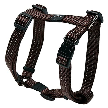 Reflective Adjustable Dog H Harness for Small to Medium Dogs; matching collar and leash available, Brown - color: Brown