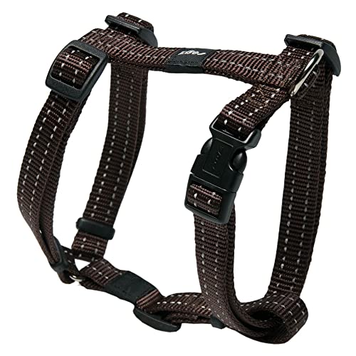 Reflective Adjustable Dog H Harness for Small to Medium Dogs; matching collar and leash available, Brown - color: Brown