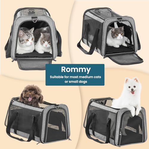 Petsfit Cat Carrier Dog Carriers Airline Approved, 18 x 11 x 11 Soft-Sided Pet Carrier, 3 Carrying Ways, Lightweight, Breathable, Escape Proof, with Adjustable Shoulder Strap and Soft Cushion - color: Z-Gray, size: Medium
