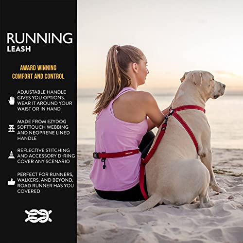 EzyDog Road Runner Hands Free Dog Leash – Waist Leash for Dog Walking, Jogging and Running with Zero Shock Bungee, Reflective Stitching, and Adjustable Waist (Black) - color: Black, size: 7 Foot
