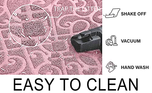 PetLike Cat Litter Box Mat, Thick Kitty Litter Trapping Mat, Durable,Waterproof &Washable with Non-Slip Backing, Soft on Kitty Paws and Easy to Clean, BPA Free - color: Pink, size: 35x24