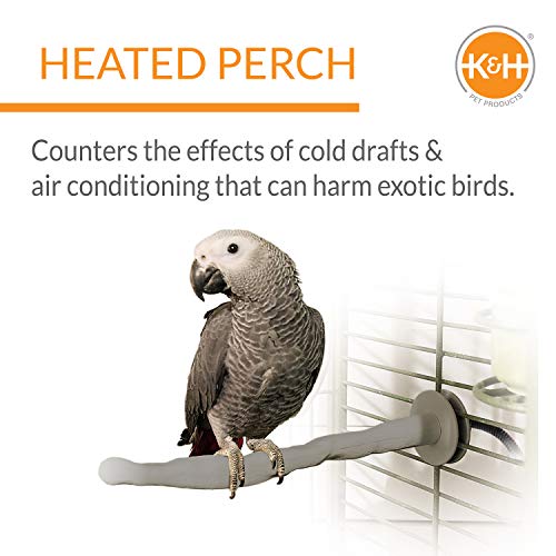 K&H PET PRODUCTS Thermo-Perch Heated Bird Perch Gray Large 2 X 14.5 Inches