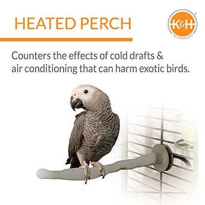 K&H PET PRODUCTS Thermo-Perch Heated Bird Perch Gray Large 2 X 14.5 Inches
