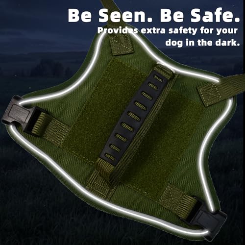 AIITLE Medium Dog Harness No Pull, Reflective Adjustable Vest with Handle, No Choke Design, Dual Metal Leash Clips for Walking Training Running Camping, Small Medium Breeds - Green M - color: Green, size: M