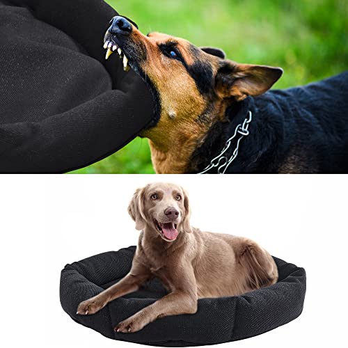 HOMBYS Indestructible Chew Proof Dog Bed for Aggressive Chewers,Round Durable Pee Proof Tough Pet Bed for Large Dog,Black (20"x24"x5") - size: 20"x24"x5"