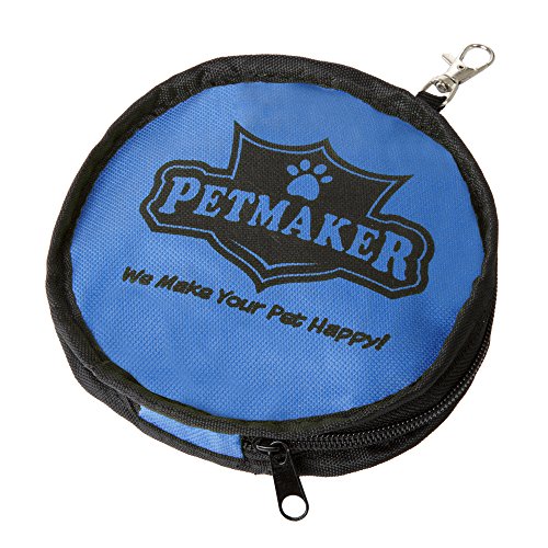 PETMAKER Collapsible Pet Bowls Collection - Portable Silicone Food and Water Dog Bowl Set, BPA and with Carabiner Clips for Travel- 2 Pack, 32oz Each Blue