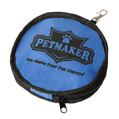 PETMAKER Collapsible Pet Bowls Collection - Portable Silicone Food and Water Dog Bowl Set, BPA and with Carabiner Clips for Travel- 2 Pack, 32oz Each Blue