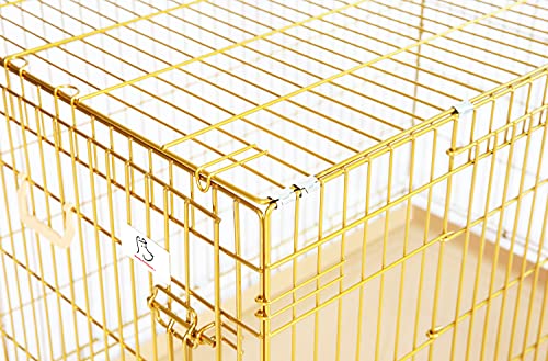 HOMEY PET 42" Gold Folding Dog Crate, Dog Cage for Large Dog Kennels with Pull Out Tray(No Floor Grid)